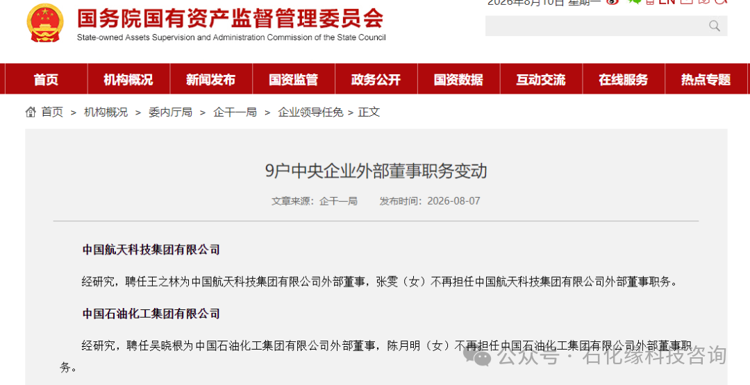 中国石化集团人事变动